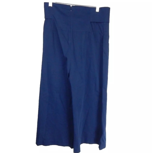 Tibi Navy Crop Culottes Wide Leg Crossover Waist - Picture 3 of 3